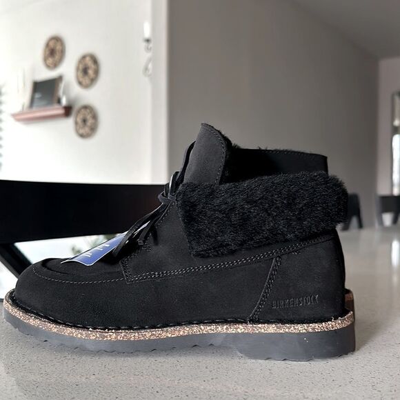 NWT Birkenstock Bakki Suede Leather Bootie Cork Sole Slip On Shoe Narrow Furry - Picture 8 of 14